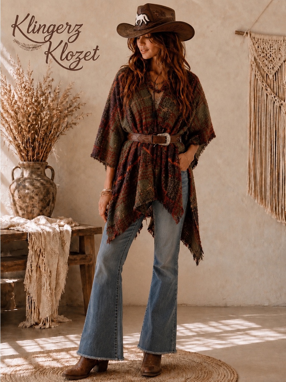 🍂 Klingerz Klozet 🍂Boho Plaid Ruana Kimono Wrap | one size